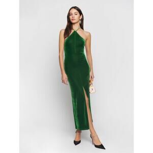 Reformation Nyla Green Velvet Bodycon Maxi Dress
